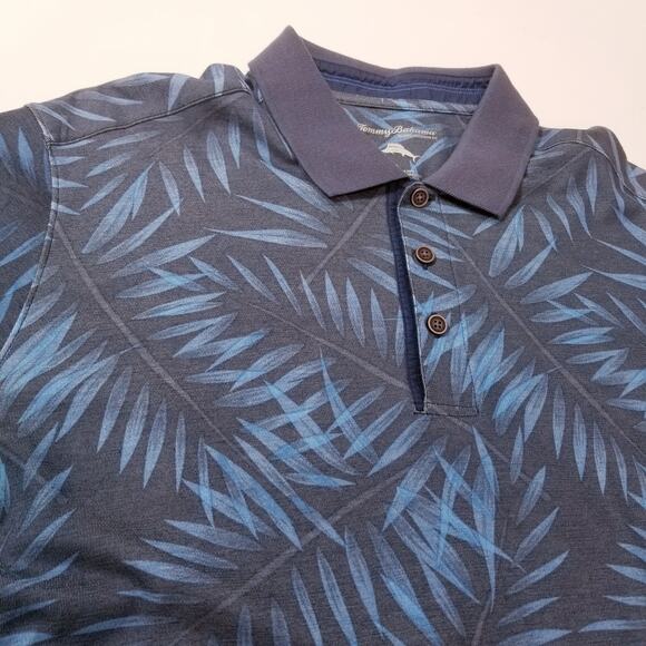 Tommy Bahama Island Modern Fit Tropical Leaf Print Collared Polo Shirt - Picture 9 of 10